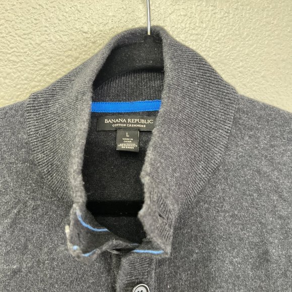 Banana Republic‎ cotton cashmere dark gray long sleeve mens sweater  Size: L - Picture 4 of 7